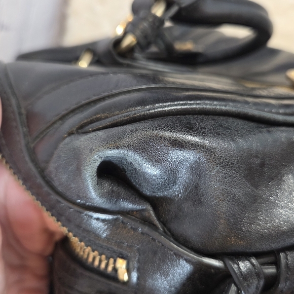 Badgley Mischka Black and Gold Satchel with Glossy Finish - Picture 16 of 16